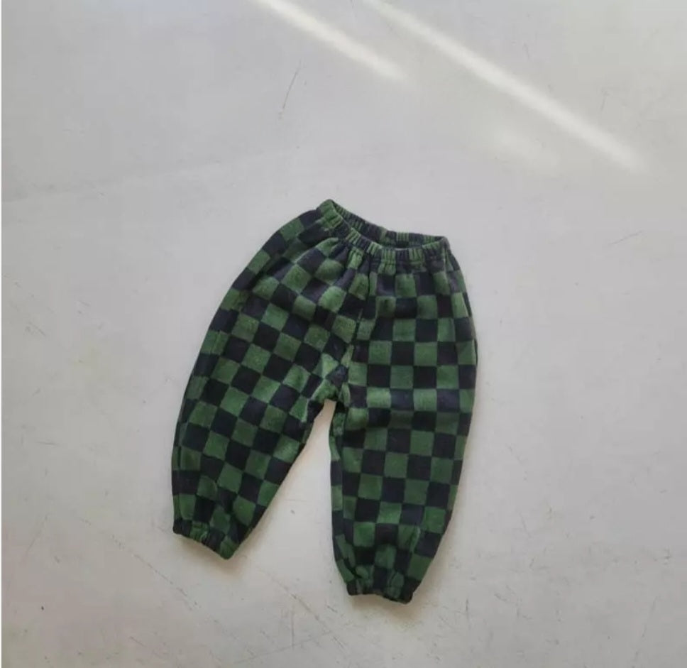 Trendy Checkered Fleece Trousers for Kids